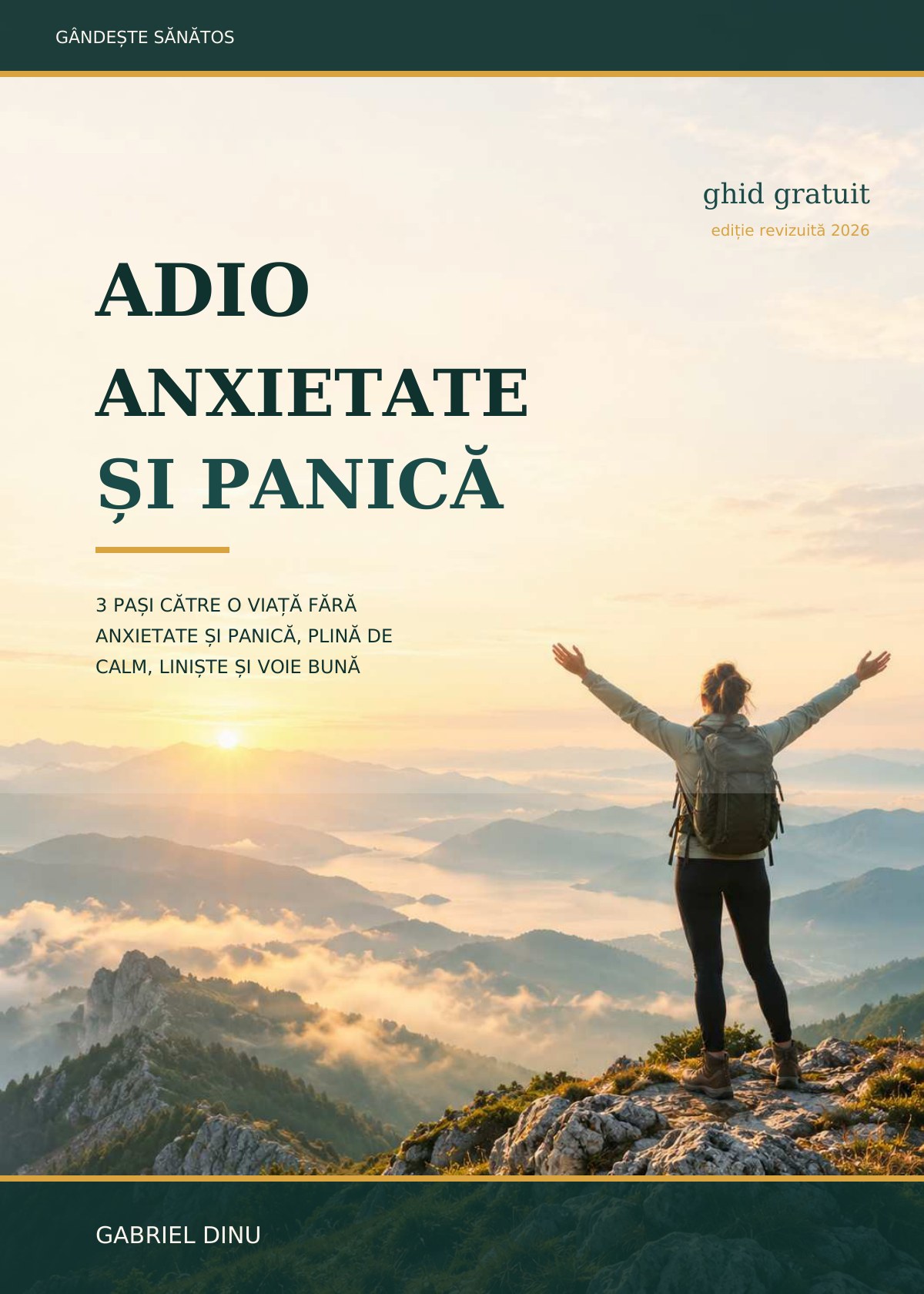 Coperta ghidului Adio Anxietate și Panică, ediție revizuită 2026